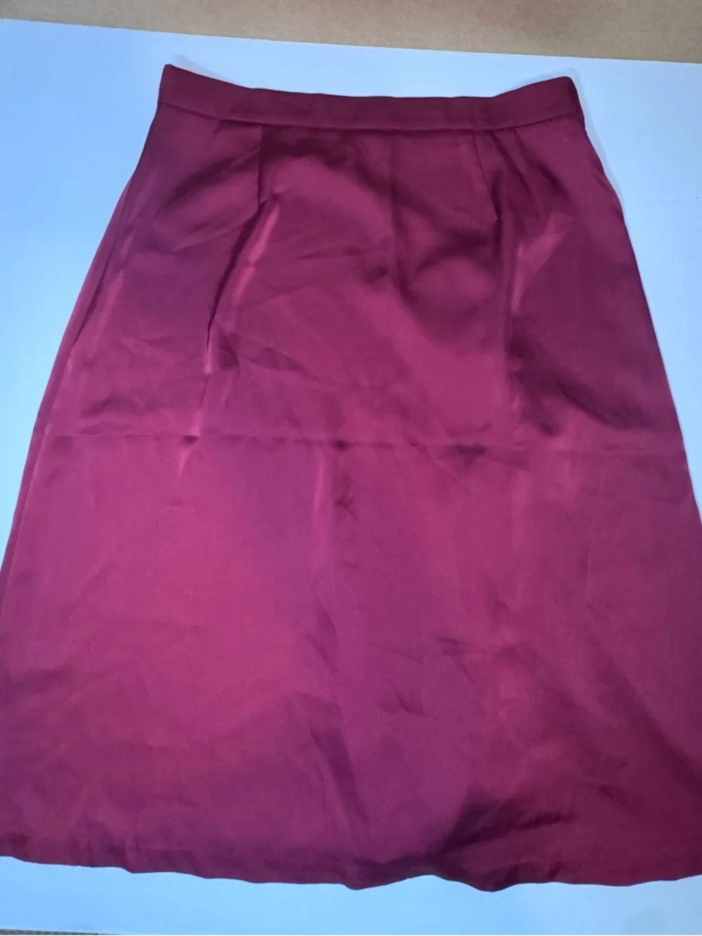 Anne Klein Women Dark Red Ruffled Wrap Midi Pencil Skirt Sz 8